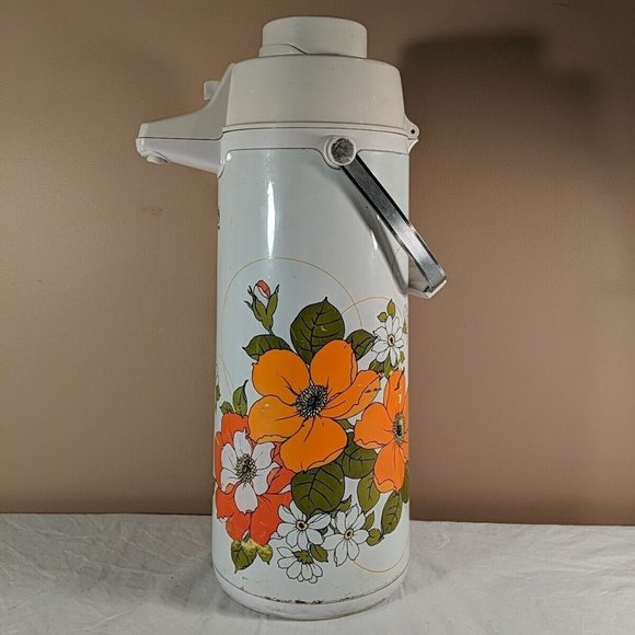 Vintage MCM The Peacock Vacuum Bottle Co Ltd Portable Air Pot Drink Dispenser - Picture 1 of 16